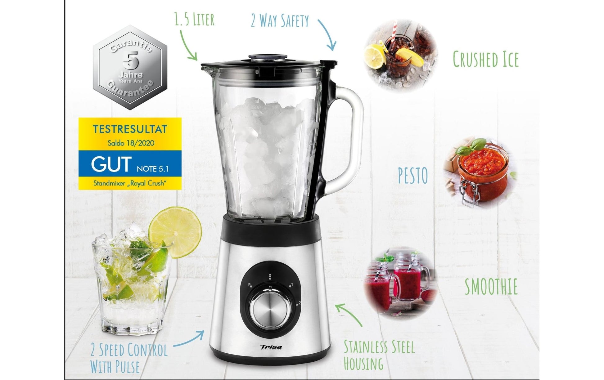 Standmixer Royal Crush Silber/Schwarz - MEGART