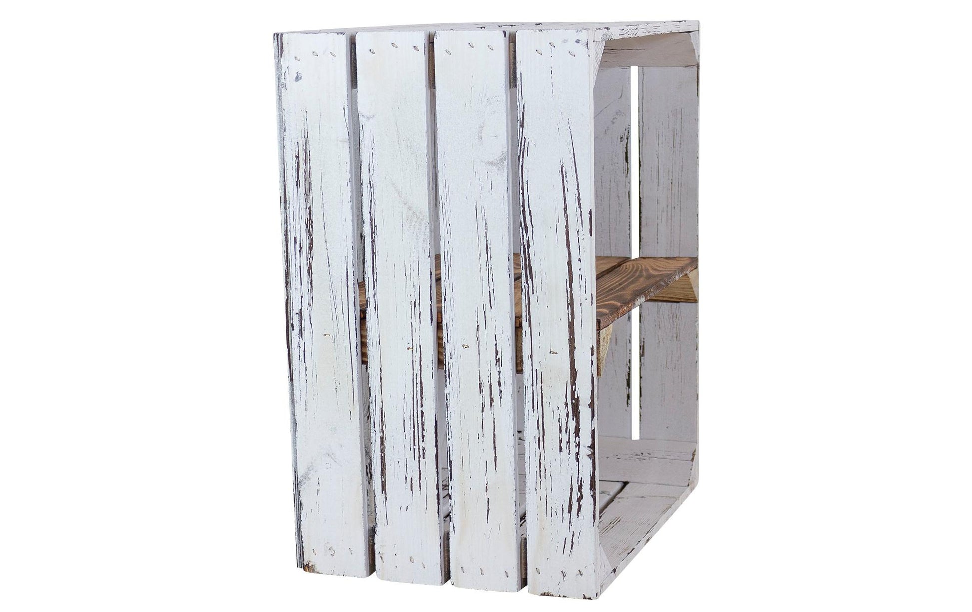 Holzharasse mit Zwischenboden Weiss, geflammt - MEGART