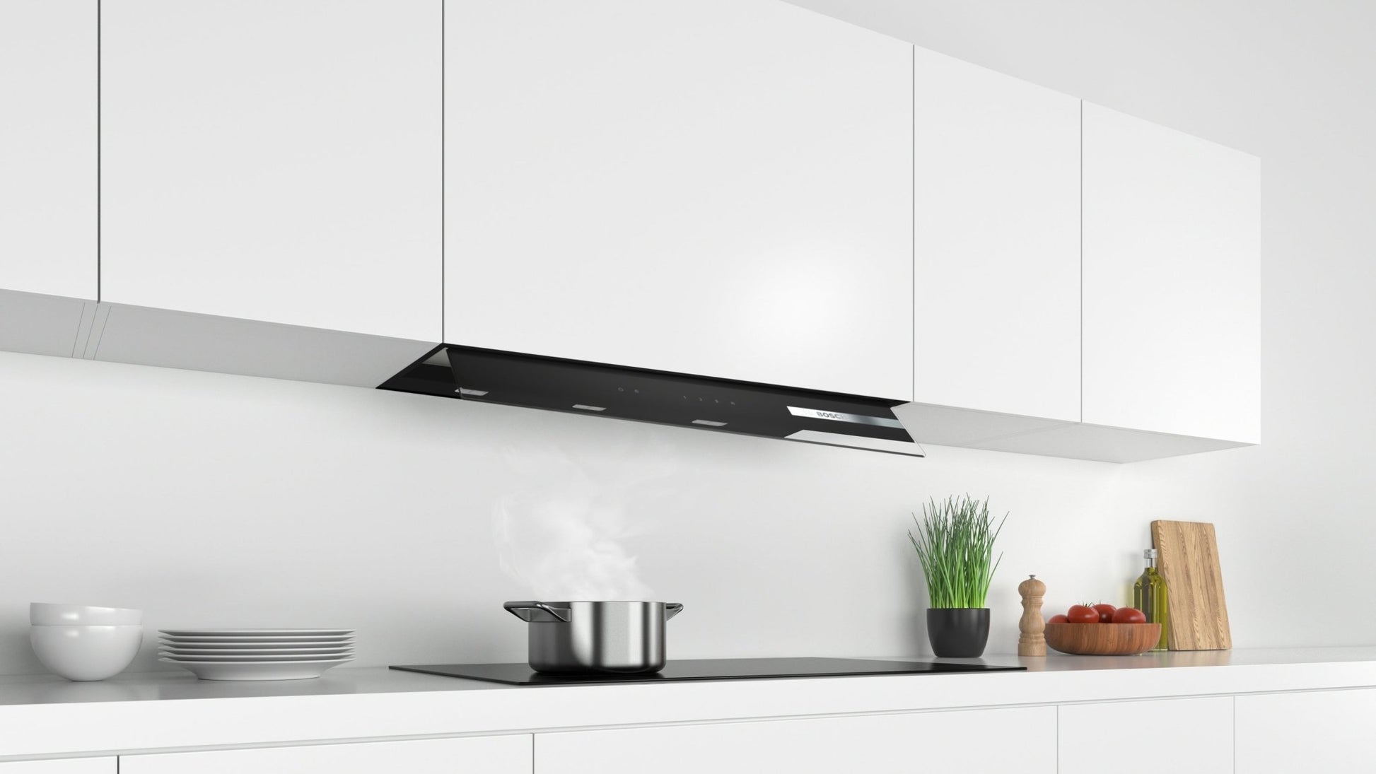 Serie 6, Integrierte Designhaube, 90 cm, Klarglas schwarz DBB97AM60 - MEGART
