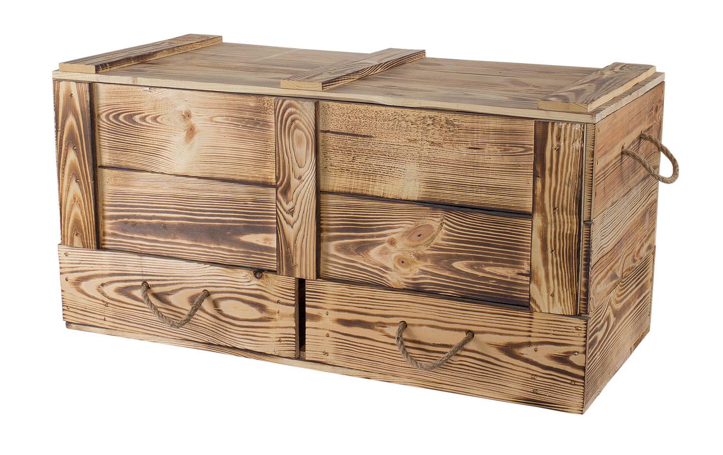 Truhe Vintage geflammt, 85 x 40 cm - MEGART