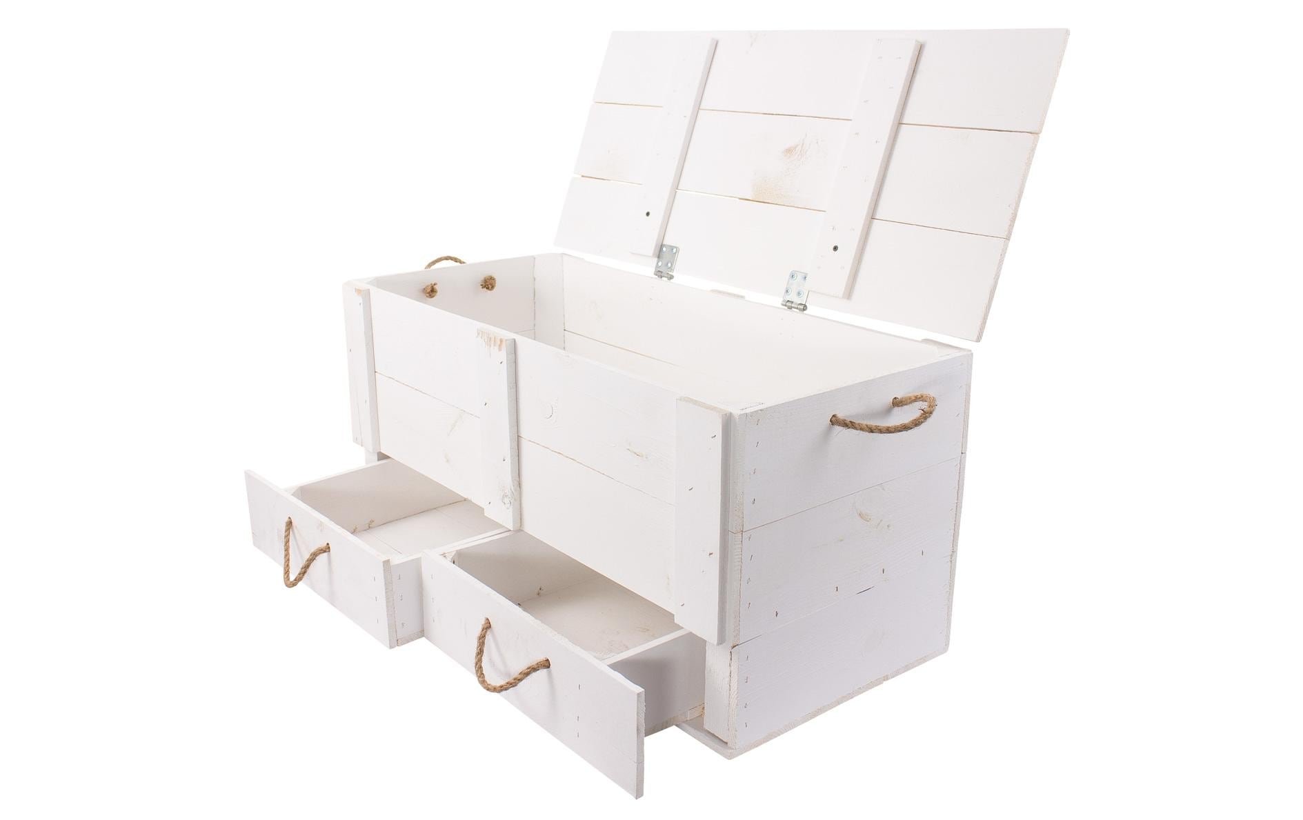 Truhe Vintage Weiss, 85 x 40 cm - MEGART