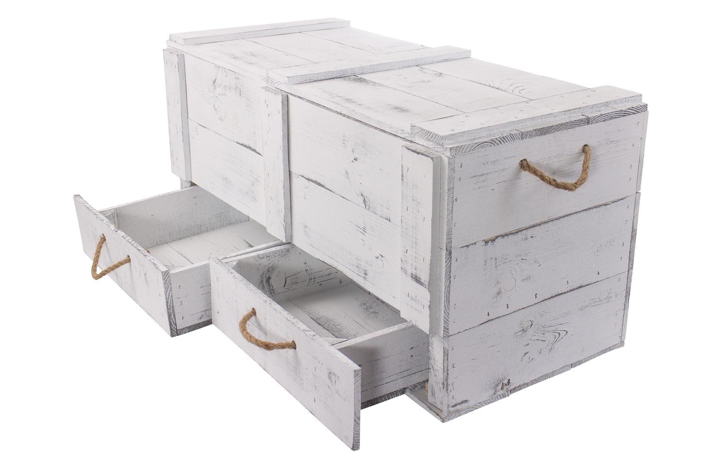 Truhe Vintage Shabby Weiss, 85 x 40 cm - MEGART