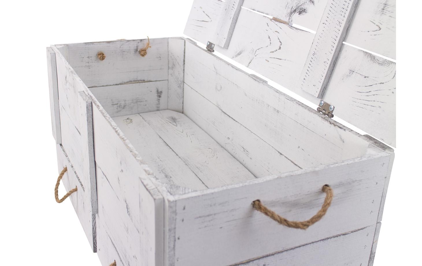 Truhe Vintage Shabby Weiss, 85 x 40 cm - MEGART