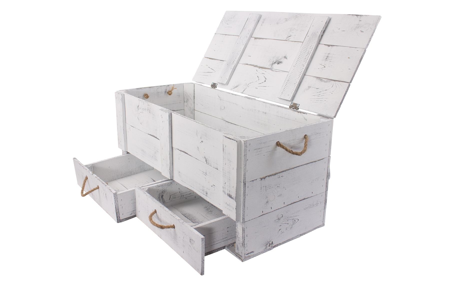 Truhe Vintage Shabby Weiss, 85 x 40 cm - MEGART