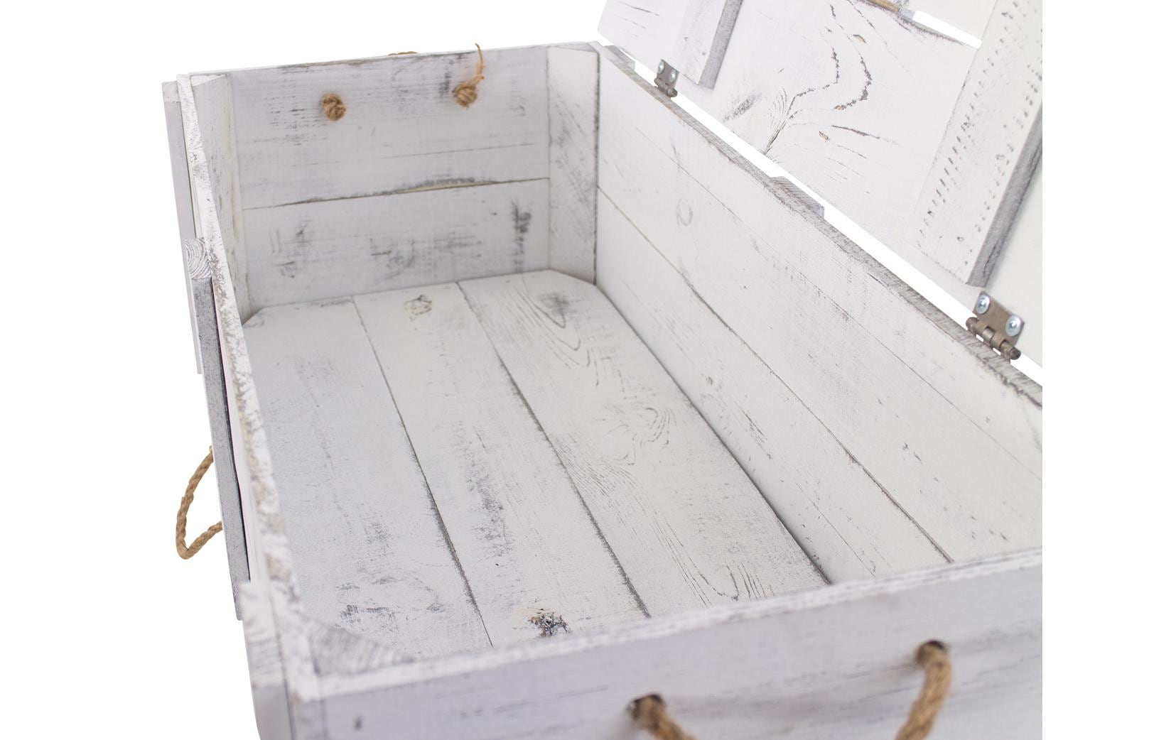 Truhe Vintage Shabby Weiss, 85 x 40 cm - MEGART