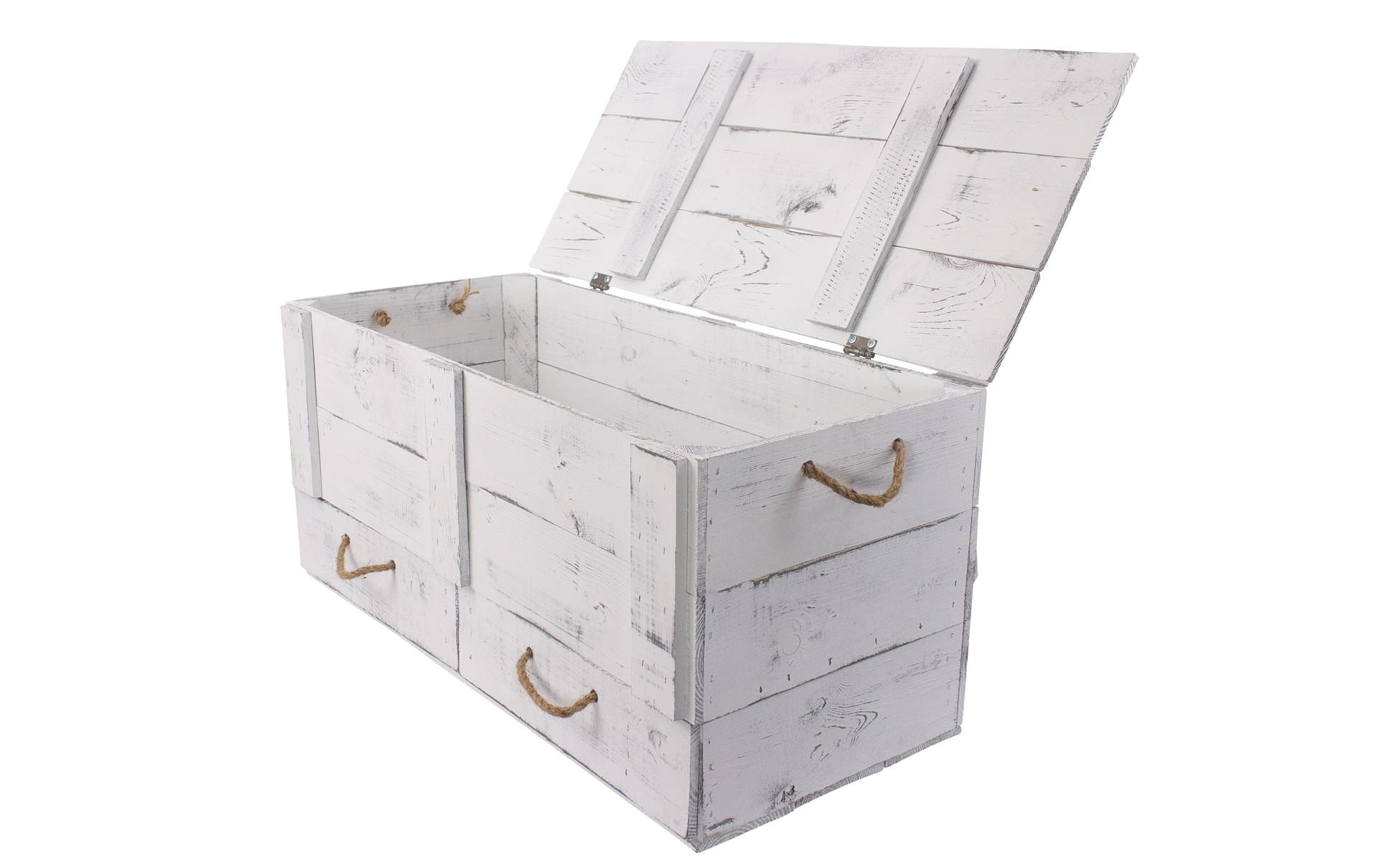 Truhe Vintage Shabby Weiss, 85 x 40 cm - MEGART
