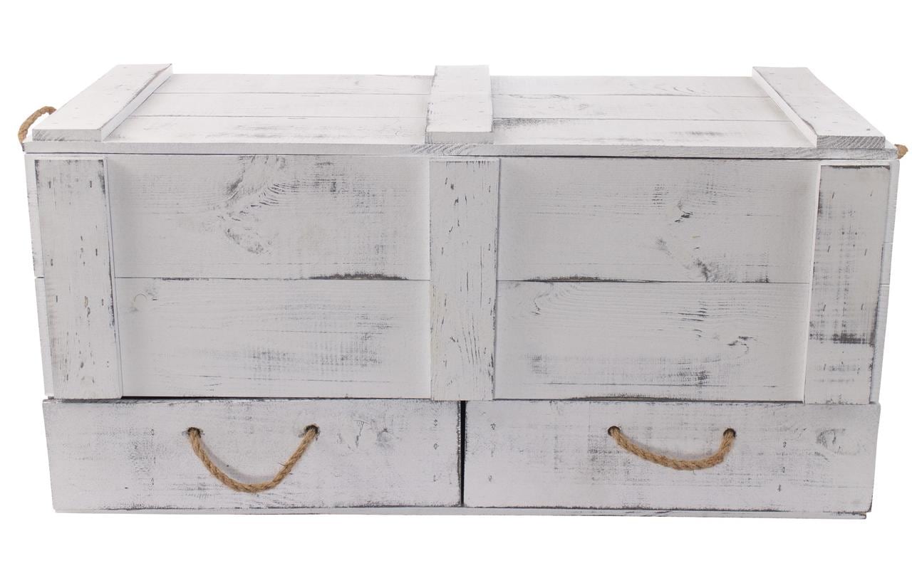 Truhe Vintage Shabby Weiss, 85 x 40 cm - MEGART