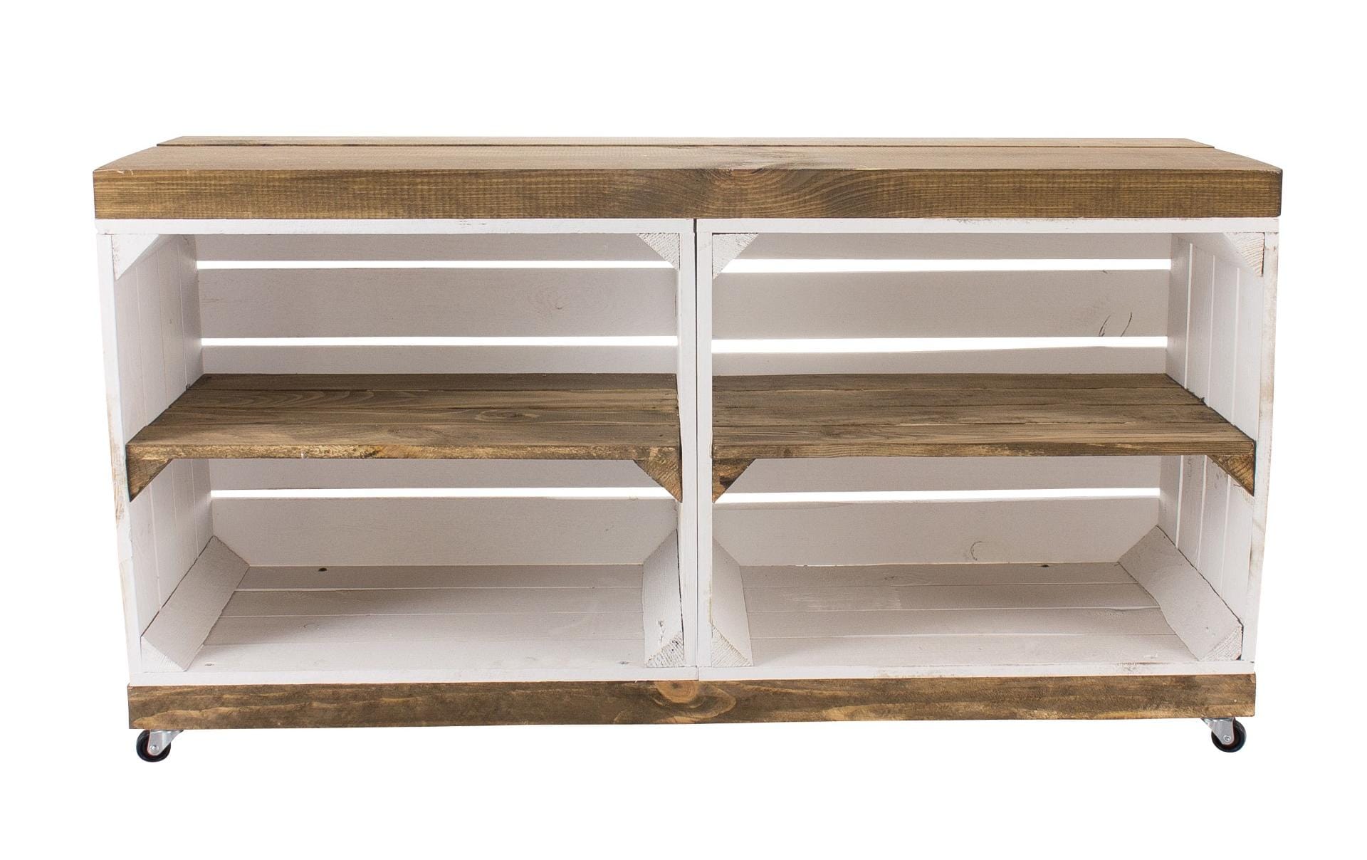 Regal auf Rollen Vintage, Weiss / Braun, 100 x 50 cm - MEGART