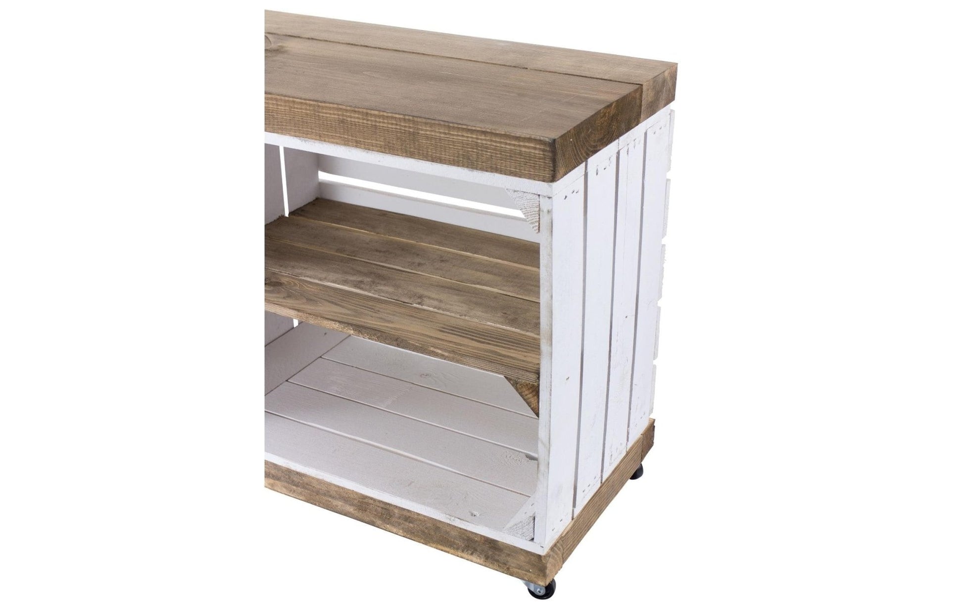 Regal auf Rollen Vintage, Weiss / Braun, 100 x 50 cm - MEGART