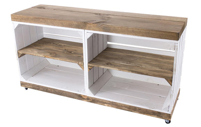 Regal auf Rollen Vintage, Weiss / Braun, 100 x 50 cm - MEGART