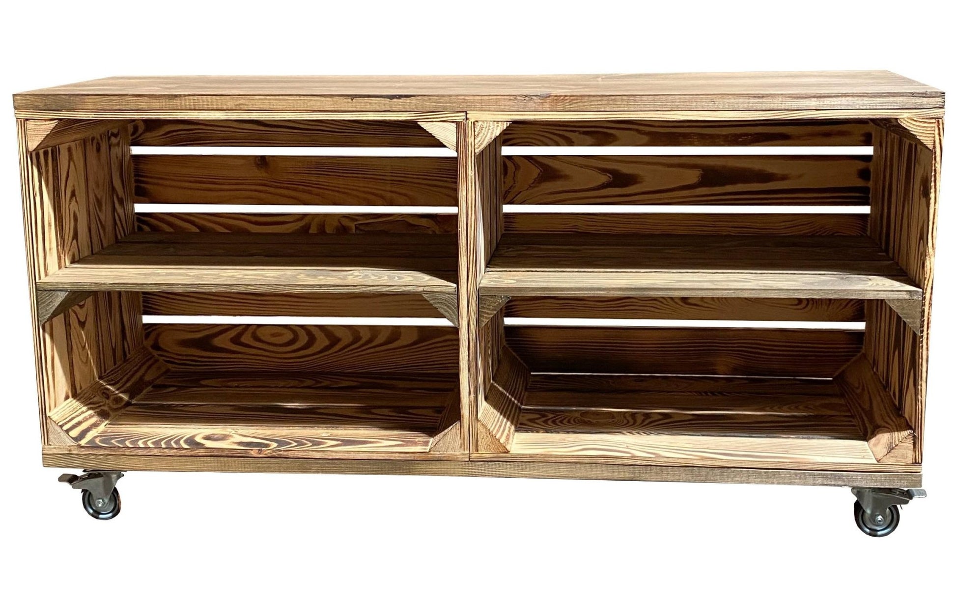 Regal auf Rollen Vintage, Braun geflammt, 100 x 50 cm - MEGART