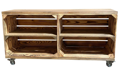 Regal auf Rollen Vintage, Braun geflammt, 100 x 50 cm - MEGART