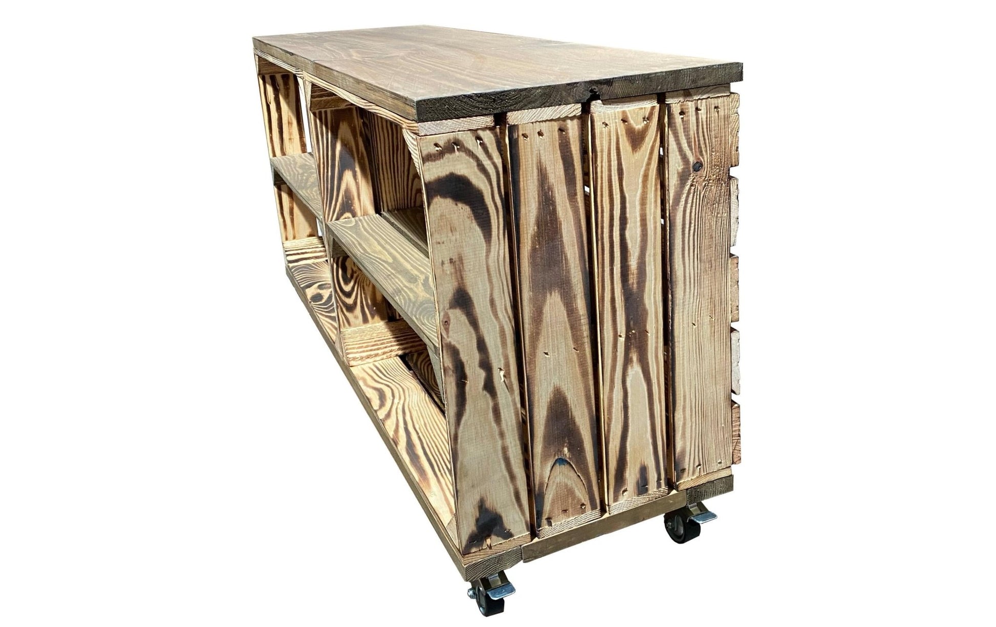 Regal auf Rollen Vintage, Braun geflammt, 100 x 50 cm - MEGART