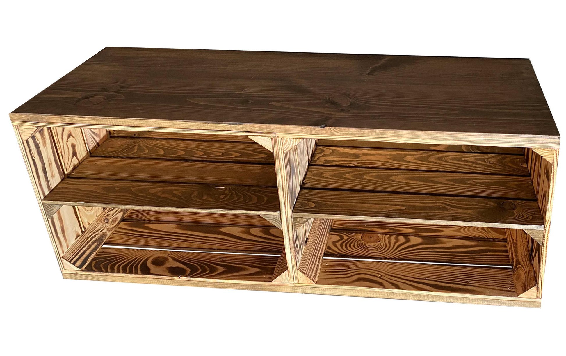 Regal auf Rollen Vintage, Braun geflammt, 100 x 50 cm - MEGART