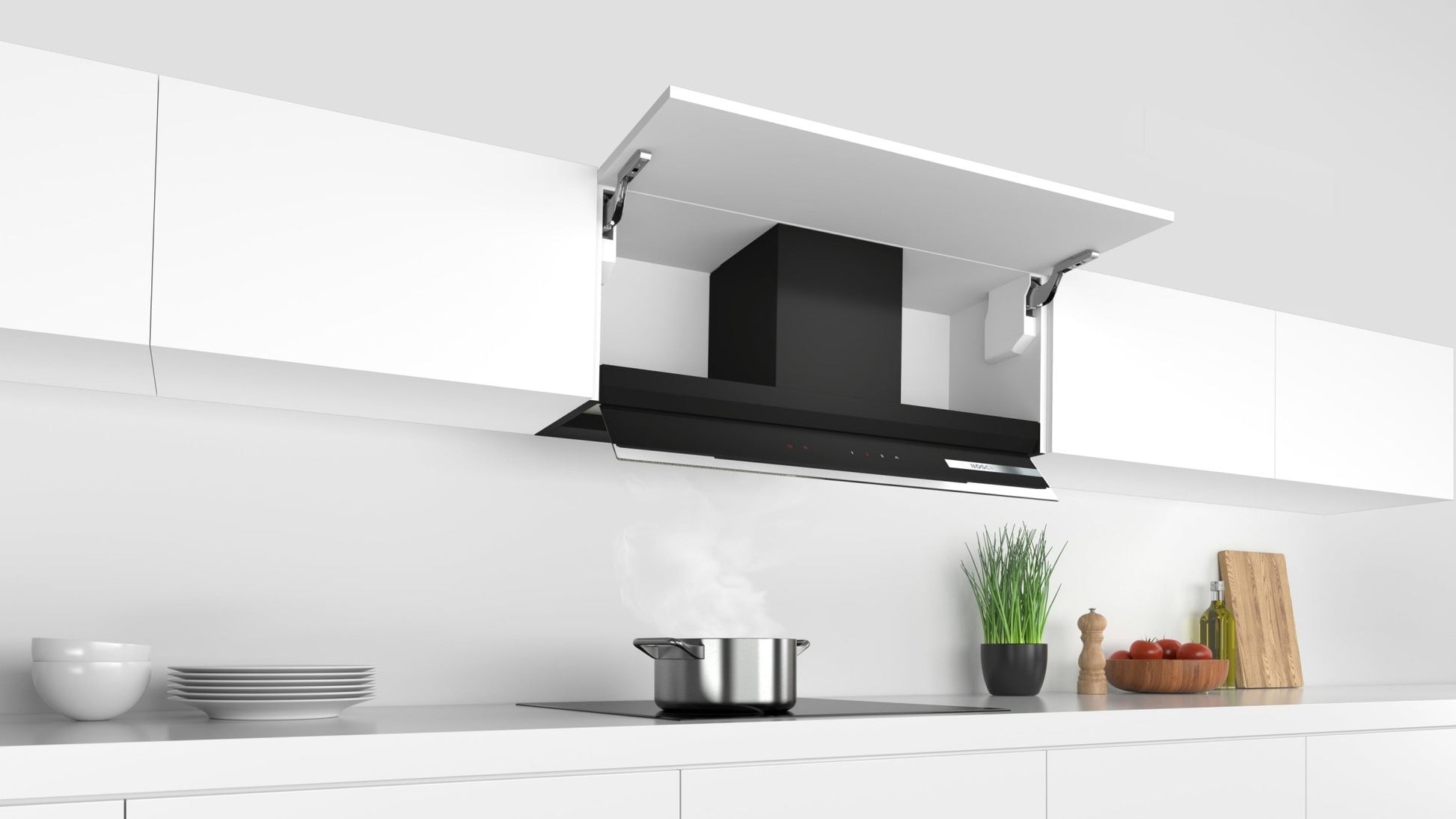 Serie 6, Integrierte Designhaube, 90 cm, Klarglas schwarz DBB97AM60 - MEGART