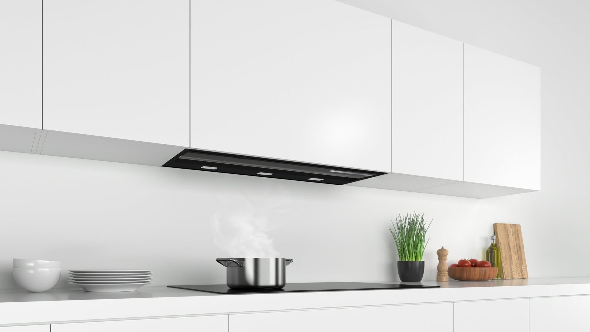 Serie 6, Integrierte Designhaube, 90 cm, Klarglas schwarz DBB97AM60 - MEGART