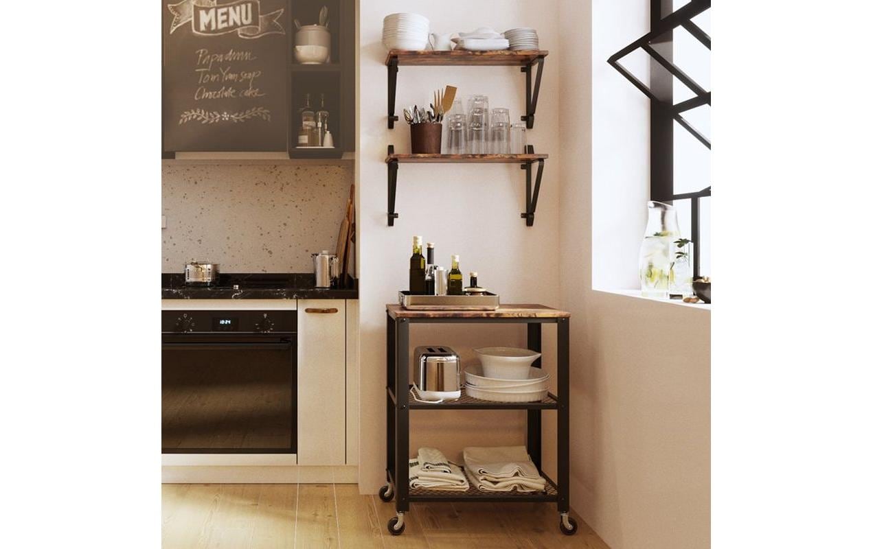 Wandregal 2er Set 60 x 32 cm, Braun/Schwarz - MEGART