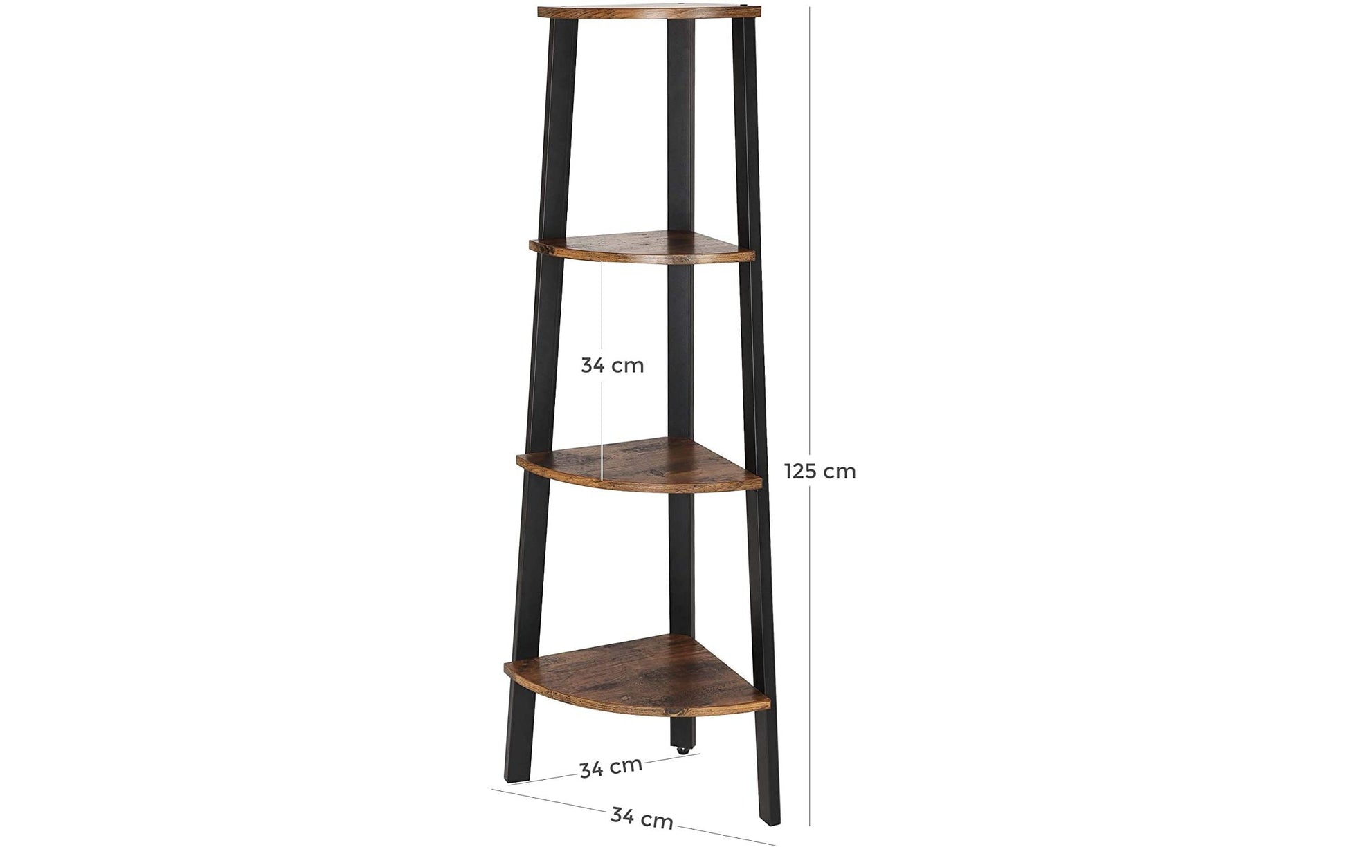Regal mit 4 Ebenen 34 x 125 cm, Braun/Schwarz - MEGART