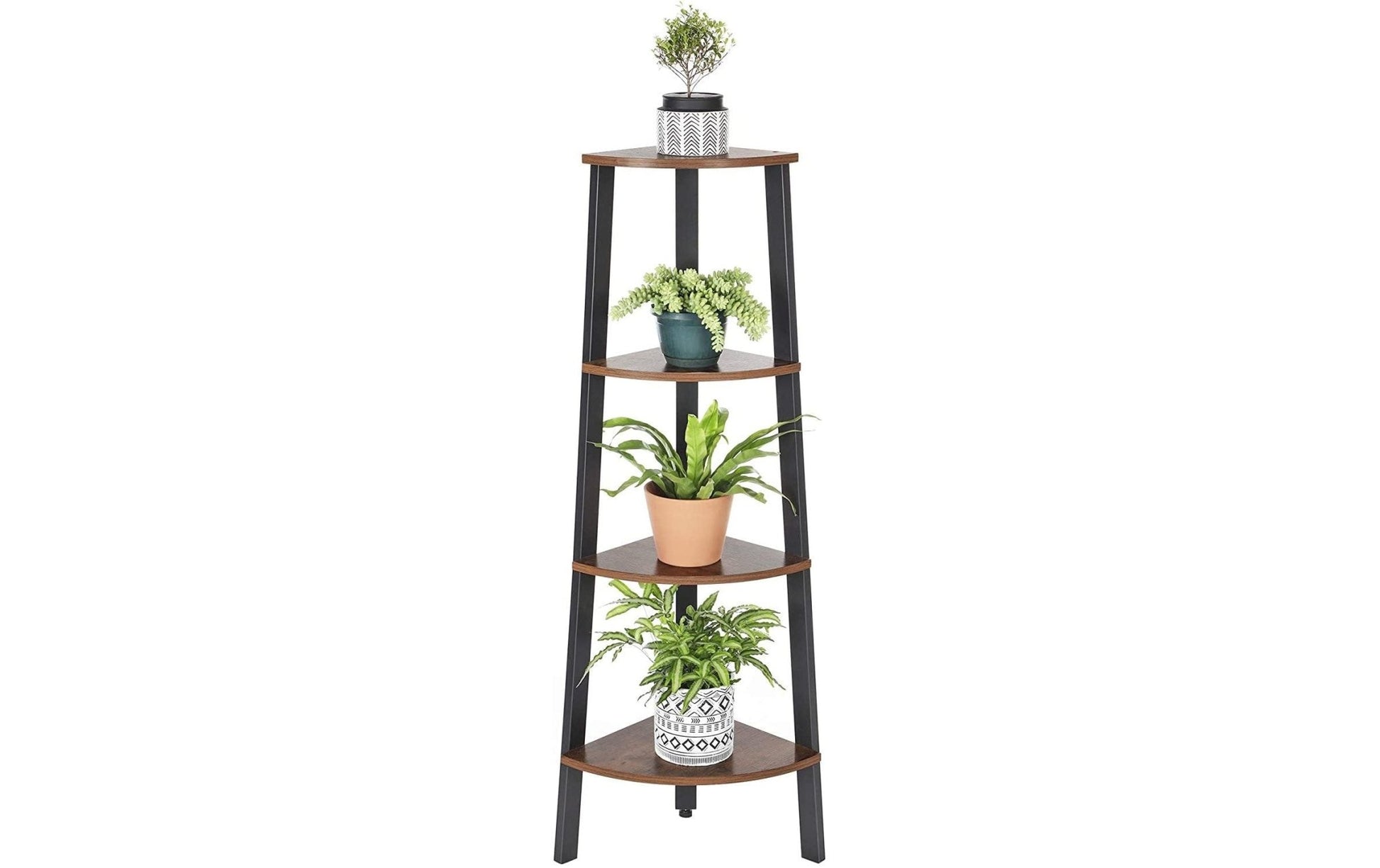 Regal mit 4 Ebenen 34 x 125 cm, Braun/Schwarz - MEGART
