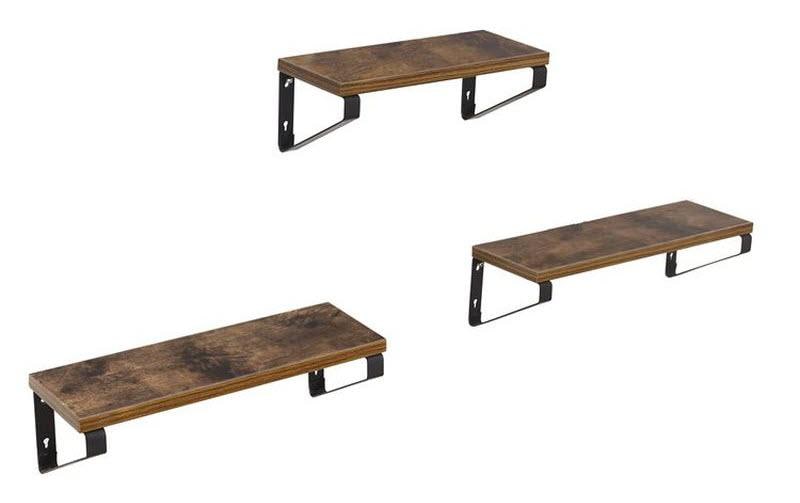 Wandregal 3er Set 30/35/40 x 11 cm/12 cm, Braun/Schwarz - MEGART