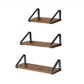 Wandregal 3er Set 30/35/40 x 11 cm/12 cm, Braun/Schwarz - MEGART