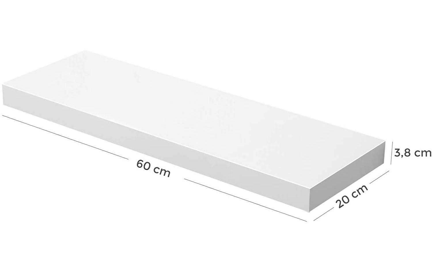 Wandregal 60 x 20 cm Holz, Weiss - MEGART