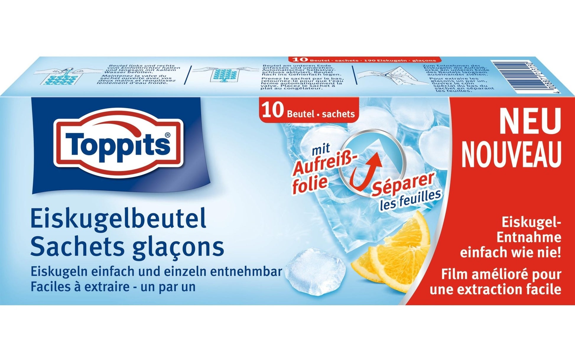 Eiswürfelbeutel 10 Stück, Blau/Transparent - MEGART