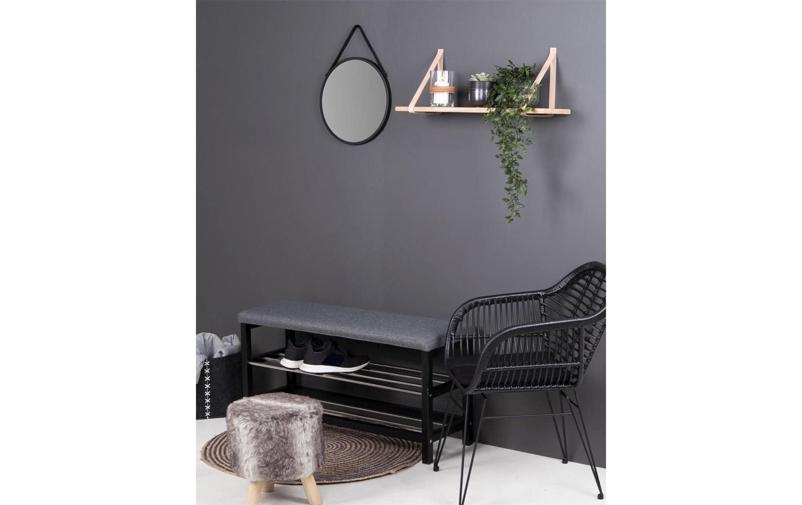 Sitzbank Padova 100 x 50 cm, Grau/Schwarz - MEGART