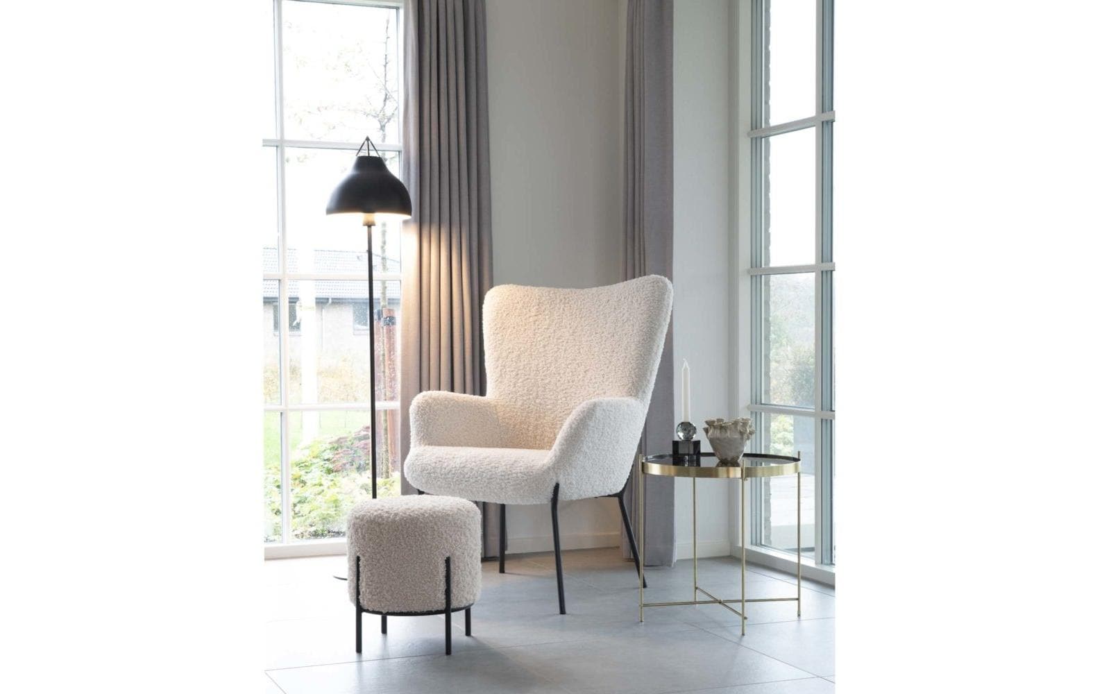 Hocker Alford 37 x 35.5 cm, Schwarz/Weiss - MEGART