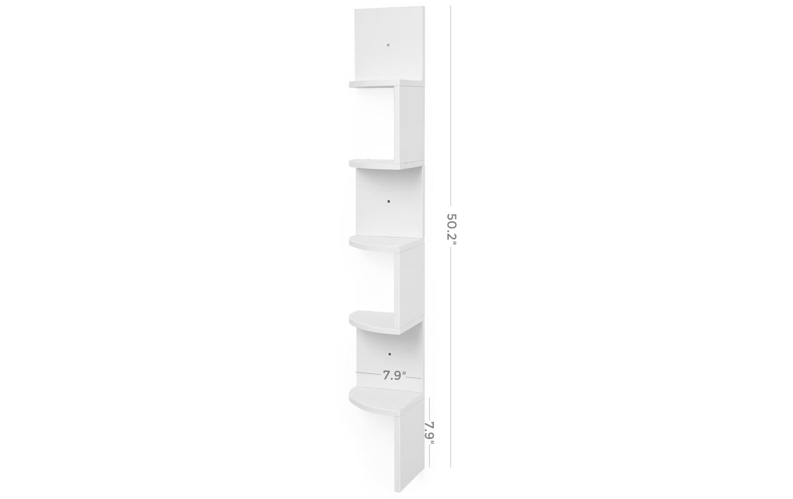 Wandregal mit 5 Ebenen 20 x 127.5 cm, Weiss - MEGART