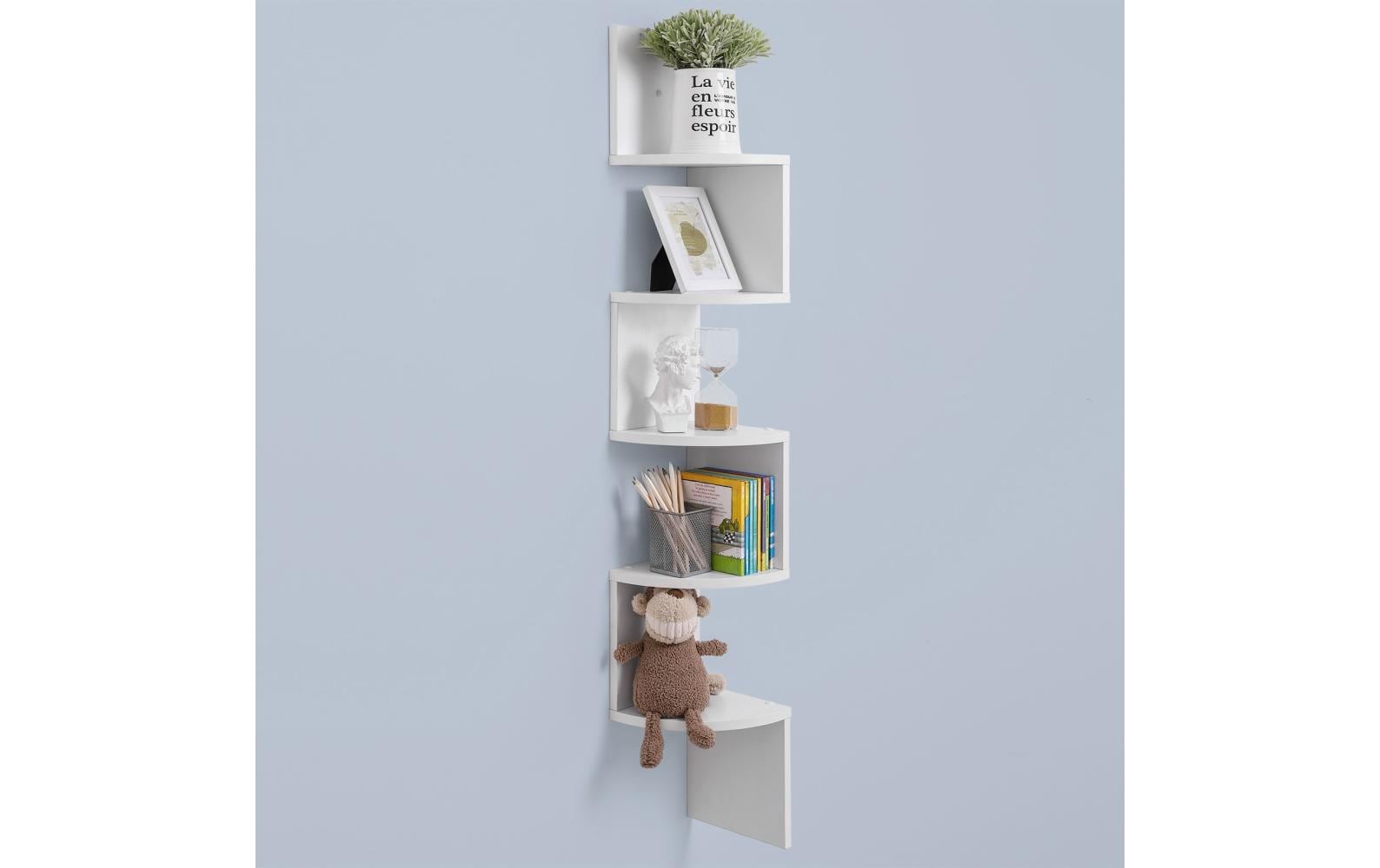 Wandregal mit 5 Ebenen 20 x 127.5 cm, Weiss - MEGART