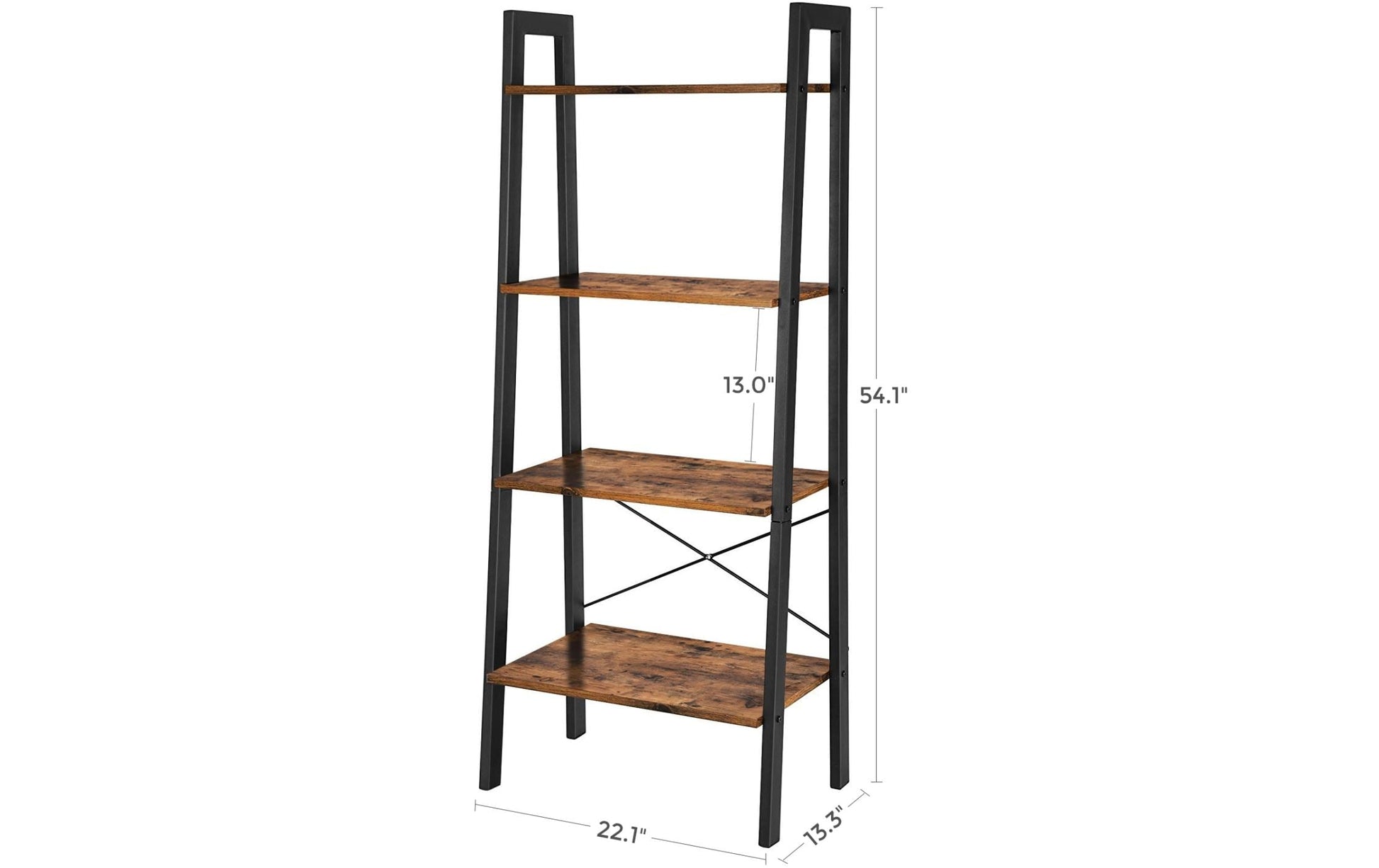 Regal mit 4 Ebenen 56 x 137.5 cm, Braun/Schwarz - MEGART