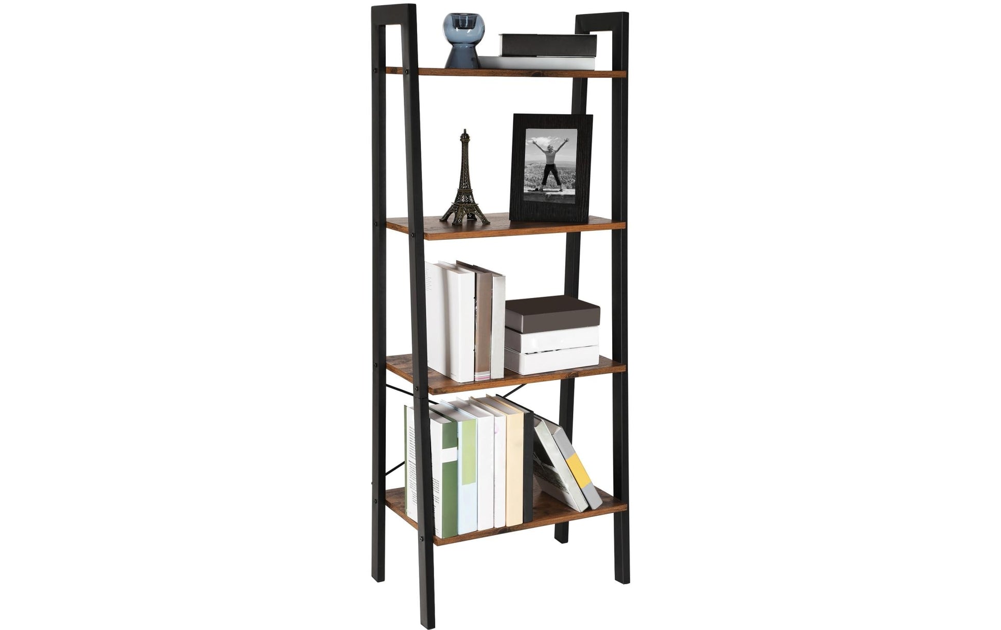 Regal mit 4 Ebenen 56 x 137.5 cm, Braun/Schwarz - MEGART