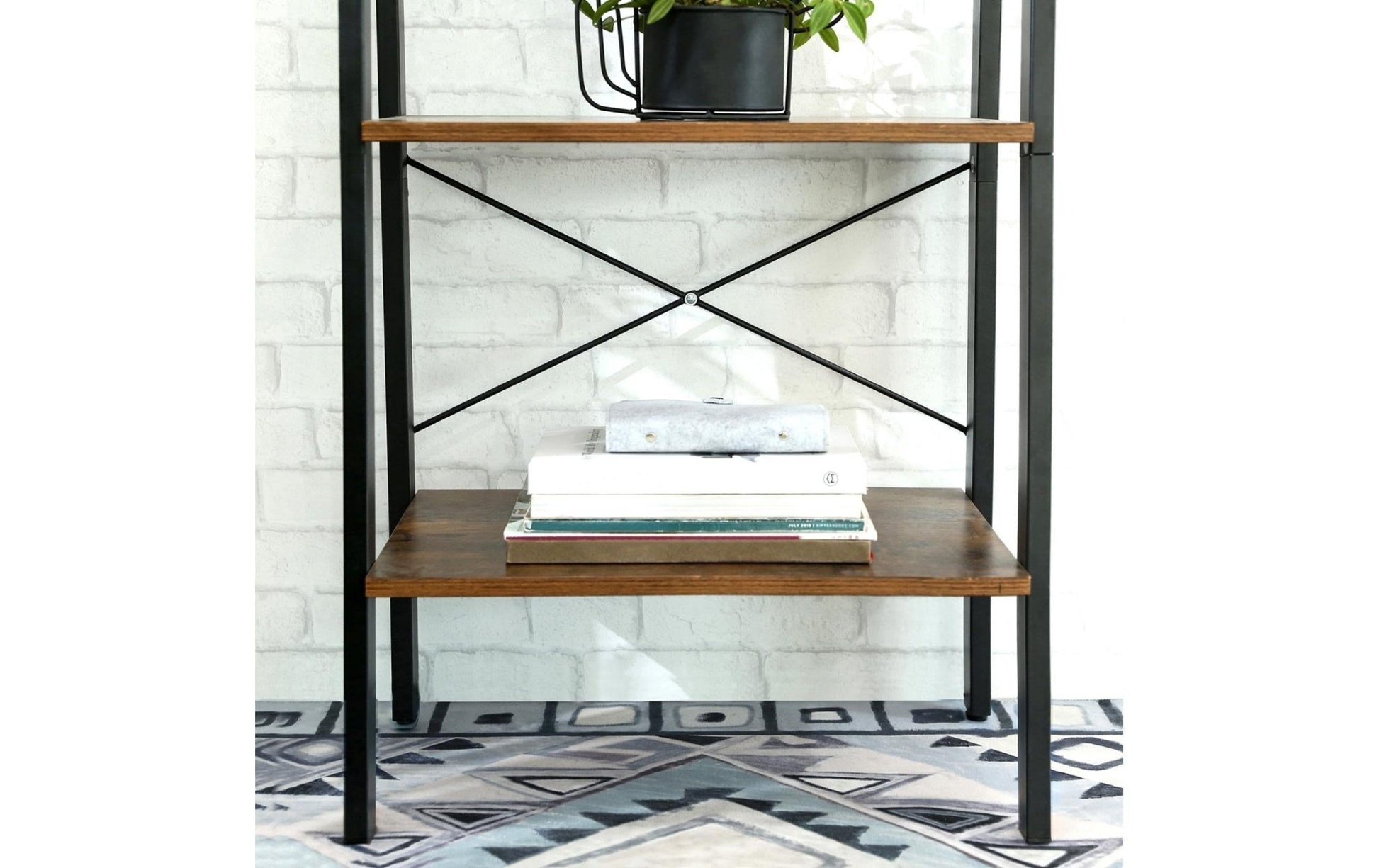 Regal mit 4 Ebenen 56 x 137.5 cm, Braun/Schwarz - MEGART