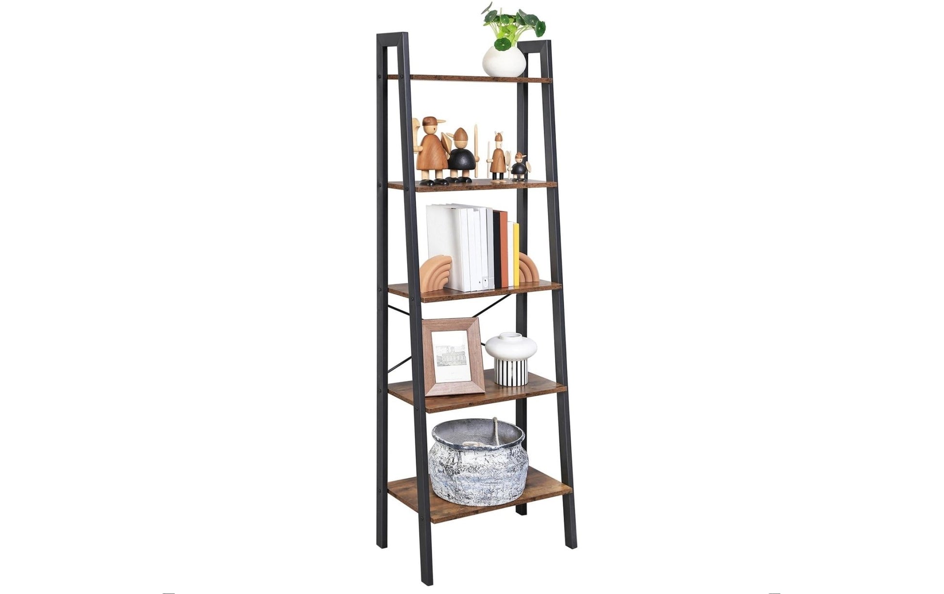 Regal mit 5 Ebenen 56 x 172 cm, Braun/Schwarz - MEGART