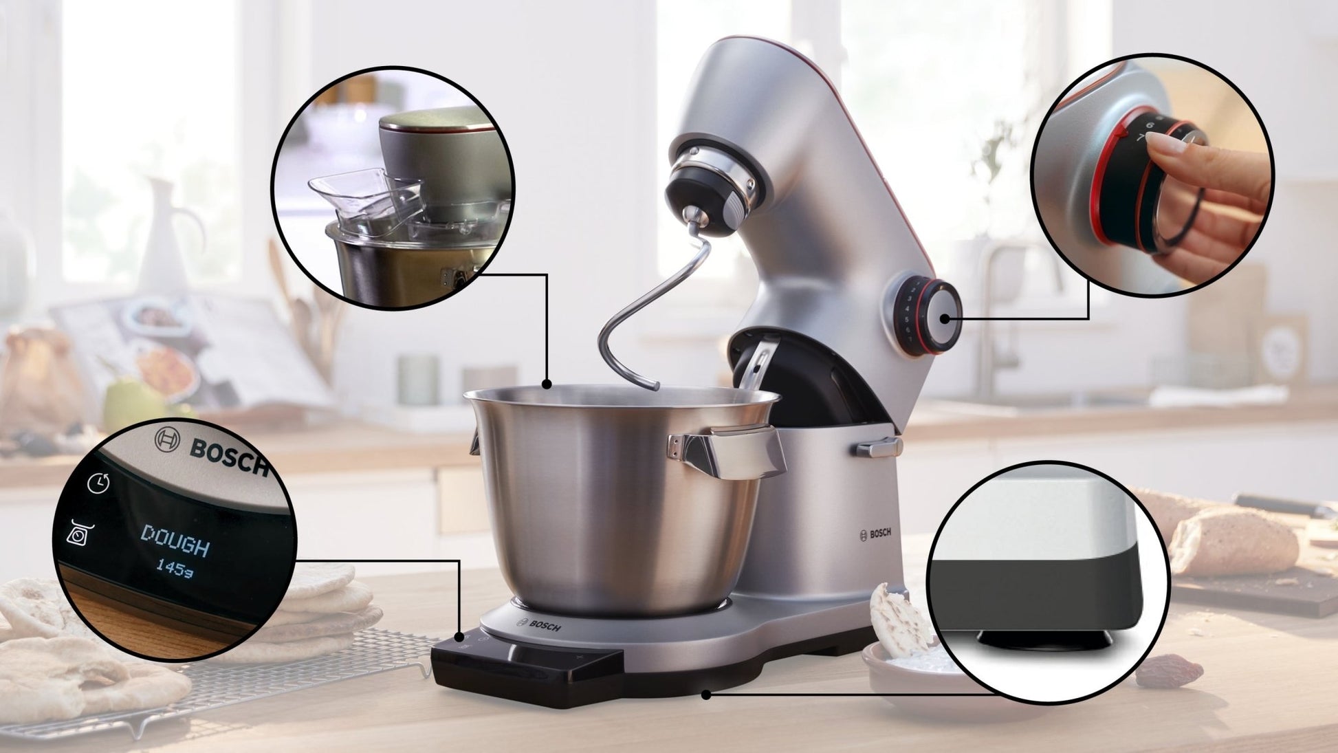 Serie 8, Küchenmaschine mit Waage, OptiMUM, 1600 W, Silber, silber, MUM9AX5S00 - MEGART