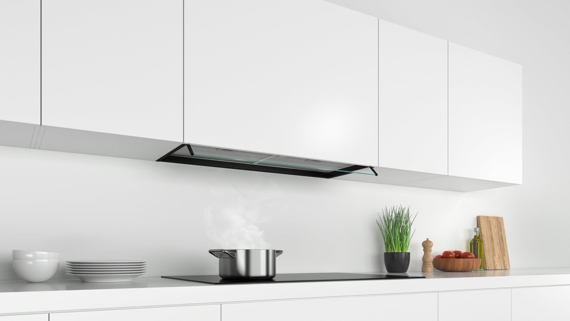 Serie 4, Integrierte Designhaube, 90 cm, Klarglas DBB96AF60 - MEGART