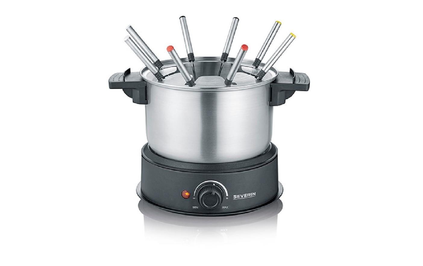 Fondue - Set All - in - One 11 Teile,Schwarz/Silber - MEGART