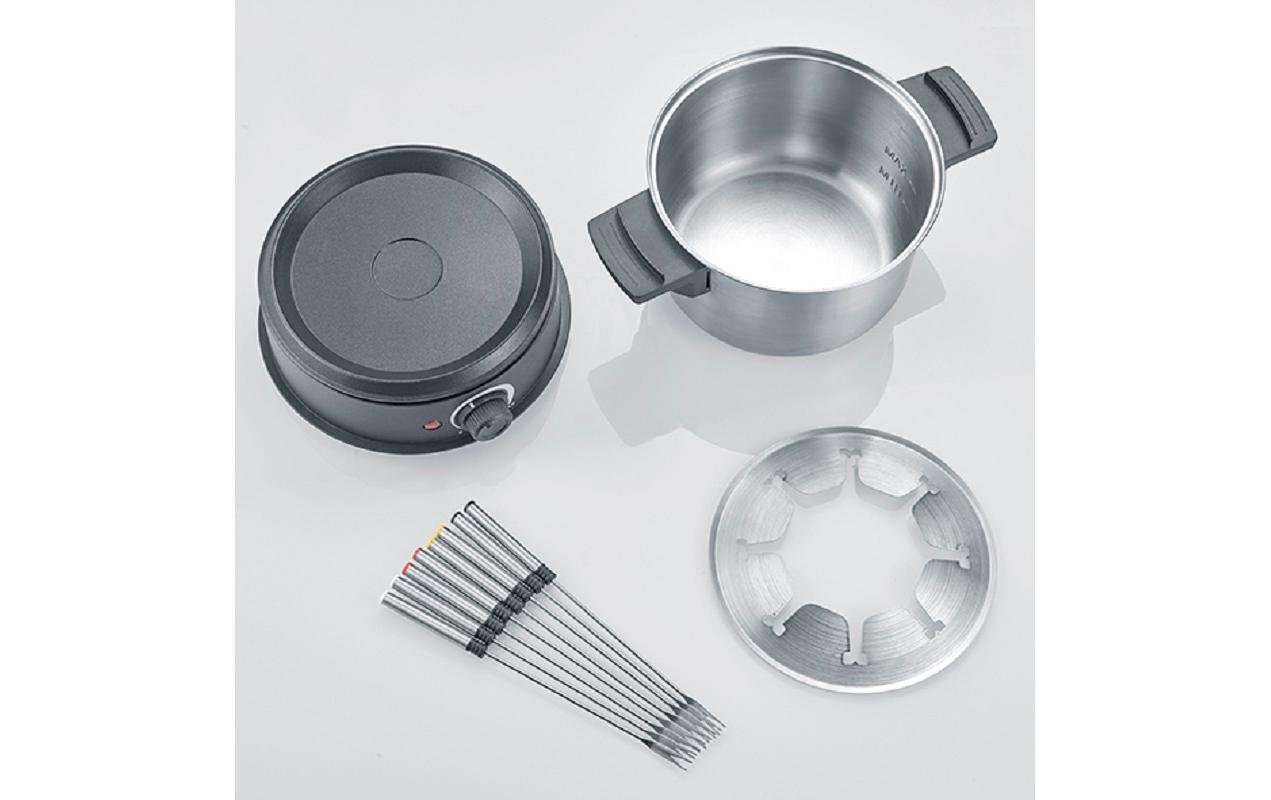 Fondue - Set All - in - One 11 Teile,Schwarz/Silber - MEGART