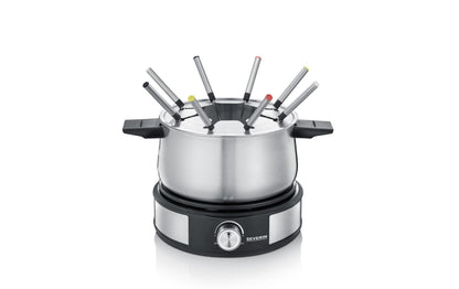 Fondue - Set All - in - One 11 Teile, Schwarz/Silber - MEGART