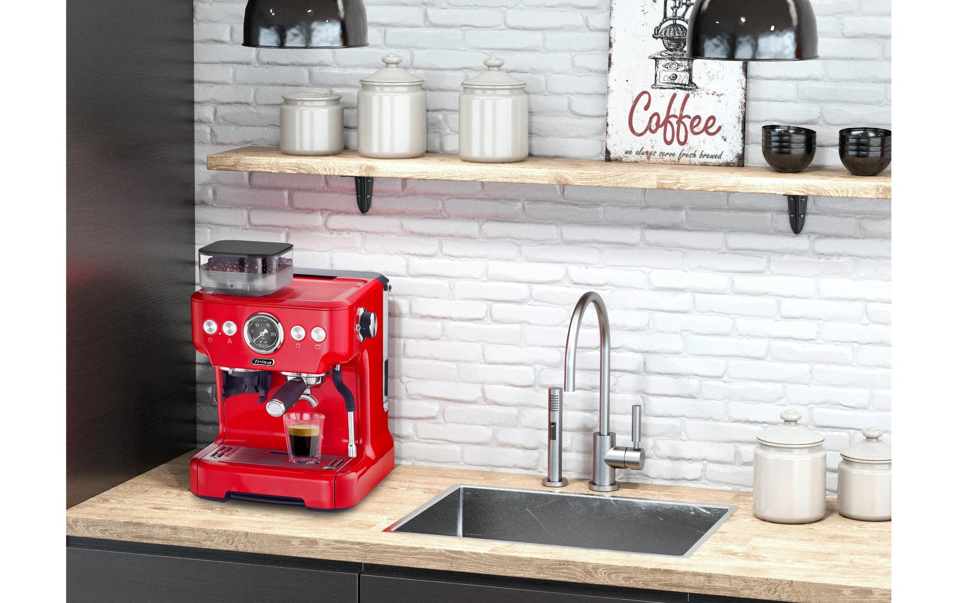 Siebträgermaschine Barista Plus Rot - MEGART