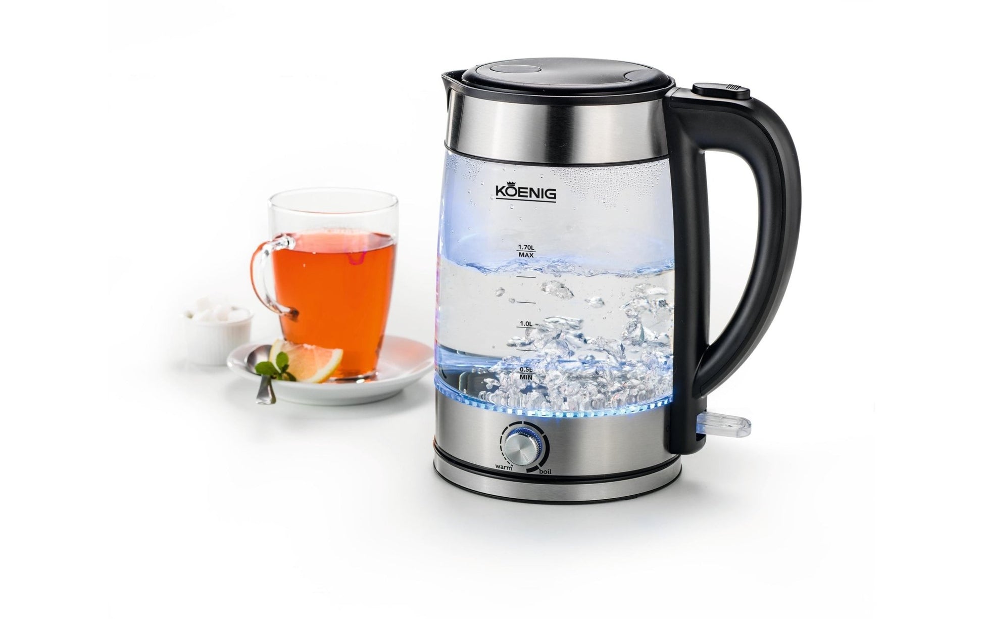 Wasserkocher 1.7 l, Schwarz/Silber - MEGART