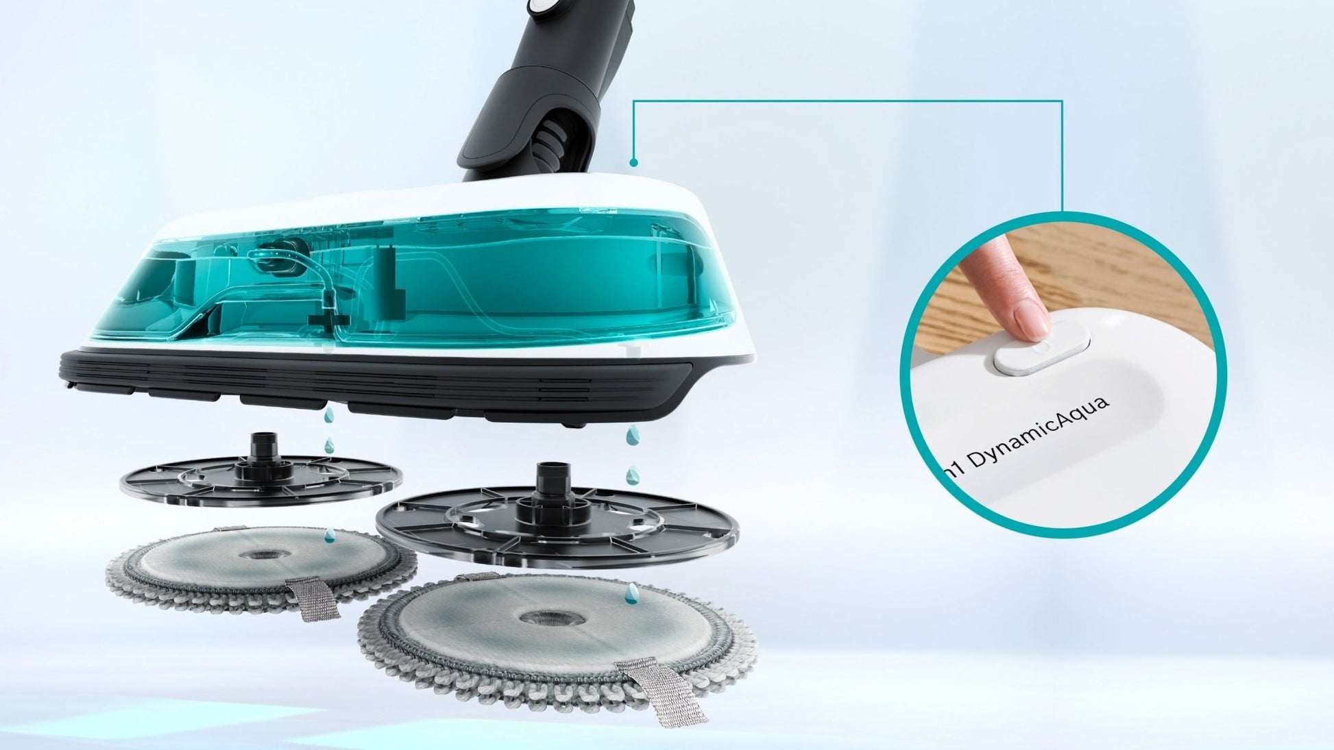 Akku - Staubsauger 2in1 Saugen & Wischen, Unlimited 7 ProHygienic Aqua, Weiss, BKS71HYG1 - MEGART