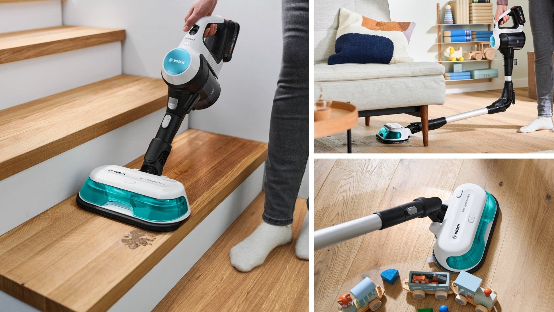 Akku - Staubsauger 2in1 Saugen & Wischen, Unlimited 7 ProHygienic Aqua, Weiss, BKS71HYG1 - MEGART