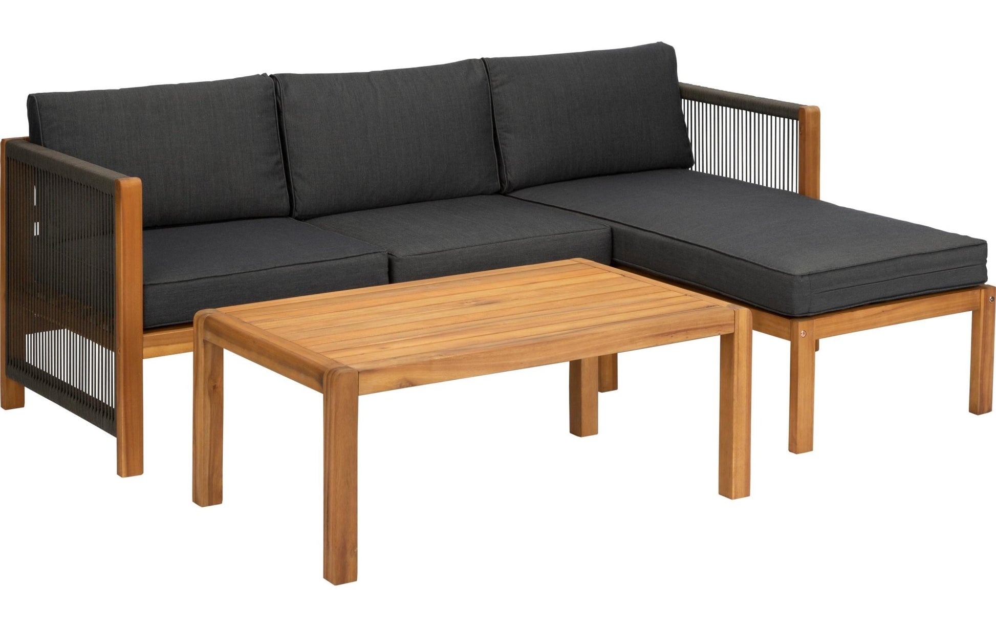 Loungeset Malaga Schwarz/Braun, 3 Sitzplätze - MEGART