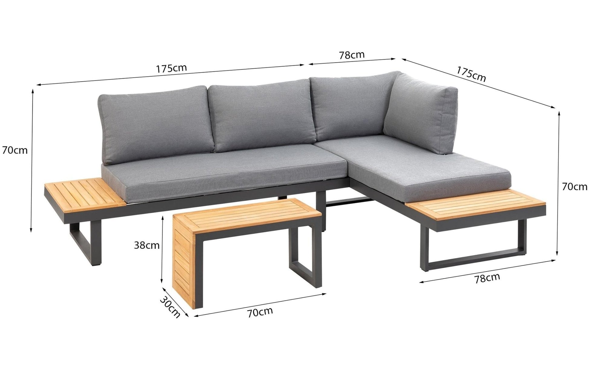 Loungeset Samara, Grau, 3 Sitzplätze - MEGART