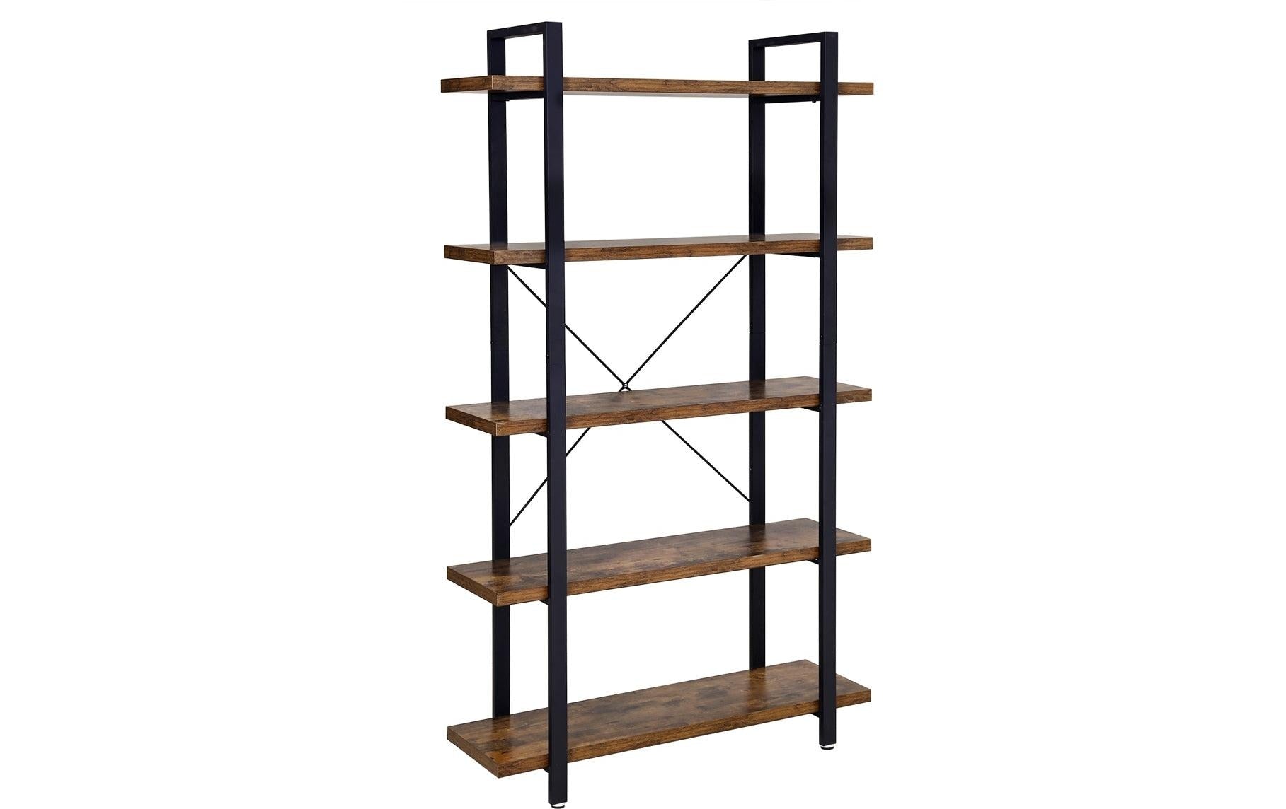 Regal mit 5 Ebenen 105 x 177.5 cm, Braun/Schwarz - MEGART