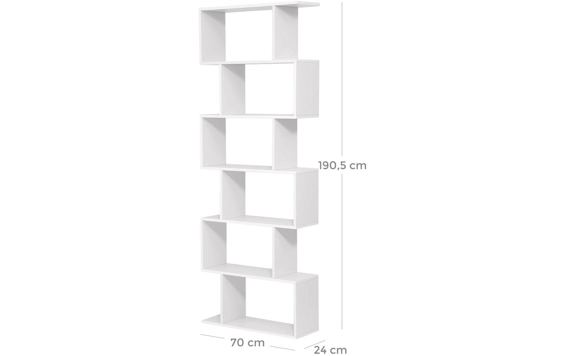 Regal Zick - Zack 70 x 190.5 cm, Weiss - MEGART