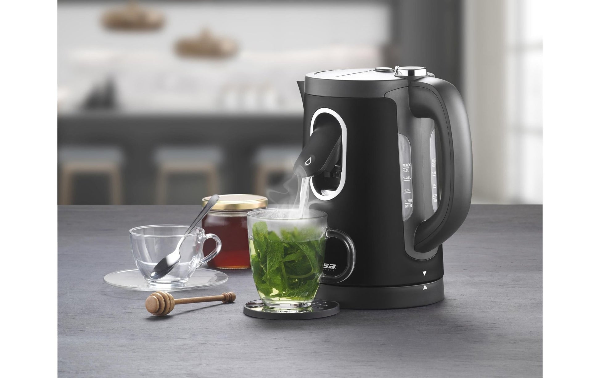 Wasserkocher 2 - in - 1 Perfect Cup 1.5 l, Schwarz - MEGART