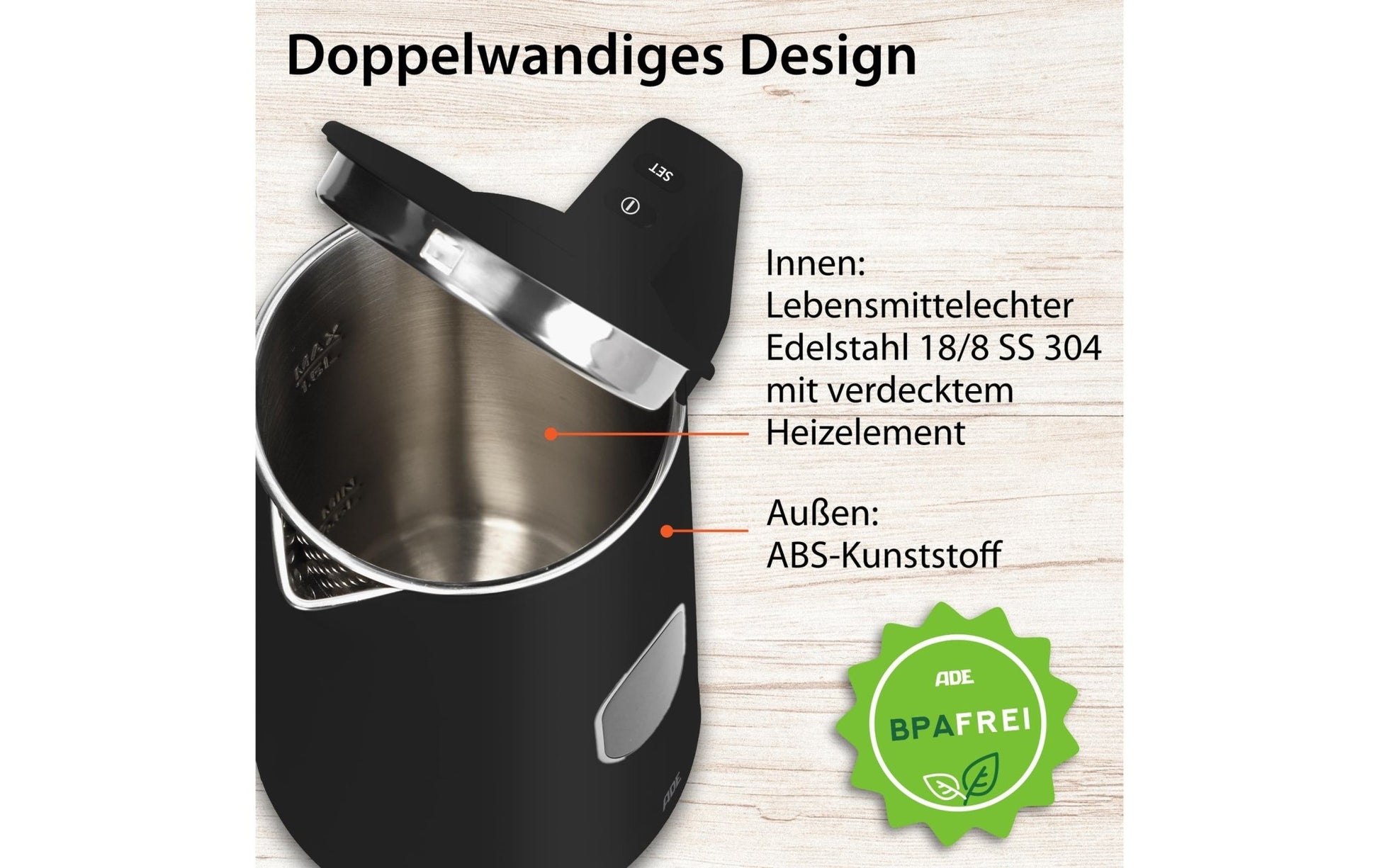 Wasserkocher KG2100 - 2 1.5 l, Schwarz - MEGART